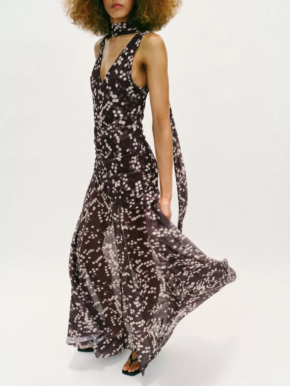 ZARA LONG TULLE POLKA DOT DRESS - Picture 11 of 16